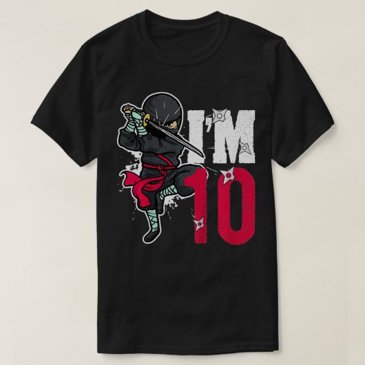 Kinder Im 10 jaar oud Ninjas 10e verjaardag T-shirt (Design voorkant)