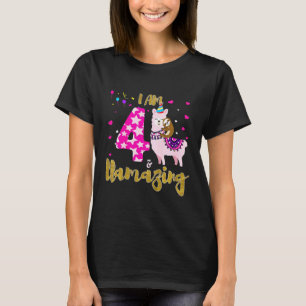 Kinder Im 4 jaar oud en Llamazing 4e verjaardag sl T-shirt