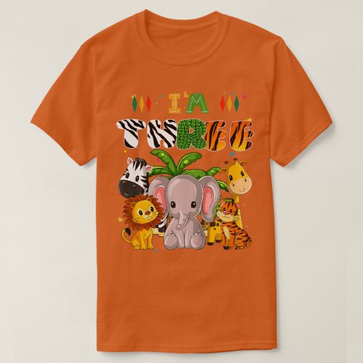 Kinder Im Three Zoo Theme 3rd Birthday Safari Oerw T-shirt (Design voorkant)