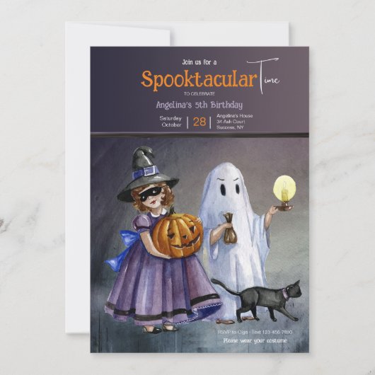 Kinder in kostuum Halloween Verjaardagsfeestje Kaart (Voorkant)