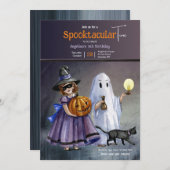 Kinder in kostuum Halloween Verjaardagsfeestje Kaart (Voorkant / Achterkant)