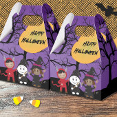 Kinder in kostuum Paarse Halloween Favor Box Bedankdoosjes