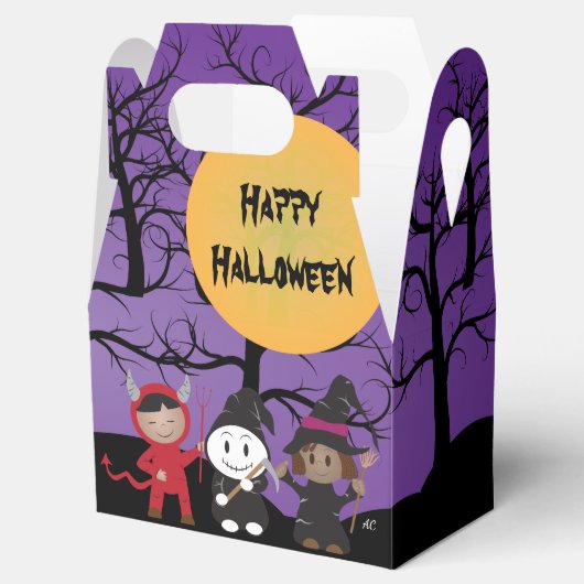 Kinder in kostuum Paarse Halloween Favor Box Bedankdoosjes (Geopend)