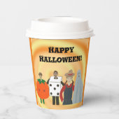 Kinder in kostuums, Halloween papieren bekers (Achterkant)