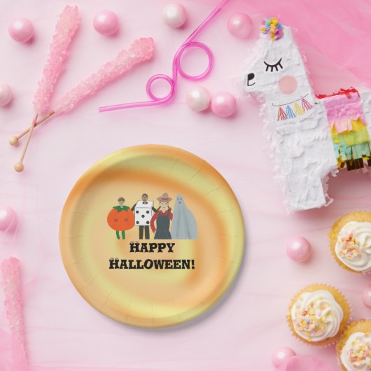 Kinder in kostuums Happy Halloween Borden Papieren Bordje (Feest)