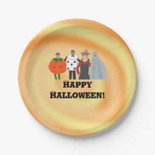 Kinder in kostuums Happy Halloween Borden Papieren Bordje