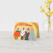 Kinder in kostuums, Happy Halloween Kaarten (Gele Bloem)