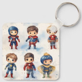 Kinder in Superhero Outfits  Sleutelhanger (Achterkant)