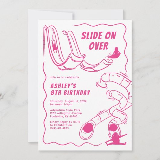 Kinder Indoor Slide Park Roze Verjaardagsfeest Kaart (Voorkant)