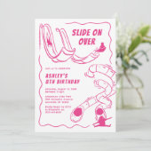 Kinder Indoor Slide Park Roze Verjaardagsfeest Kaart (Staand voorkant)