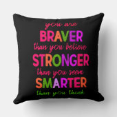 Kinder Inspirerend Sierkussen - Braver Stronger (Achterkant)