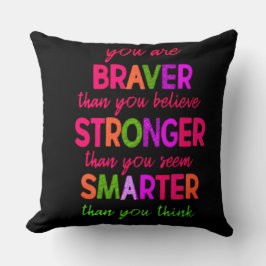 Kinder Inspirerend Sierkussen - Braver Stronger