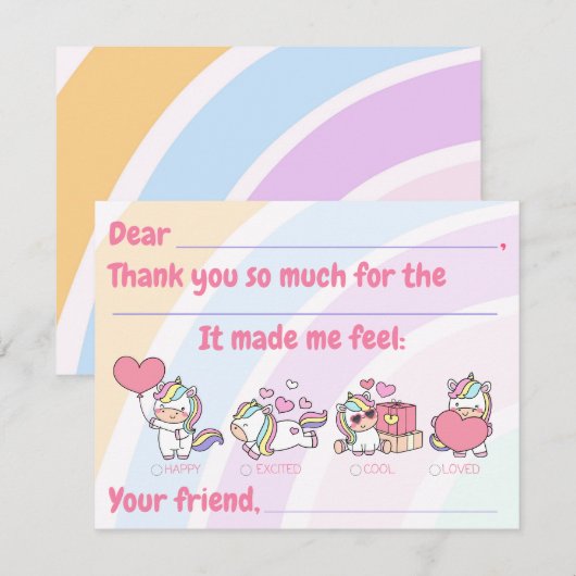 Kinder invulling bedankkaart (Voorkant / Achterkant)