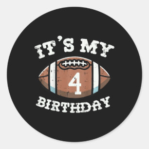 Kinder is mijn 4e verjaardag Amerikaans Football 4 Ronde Sticker