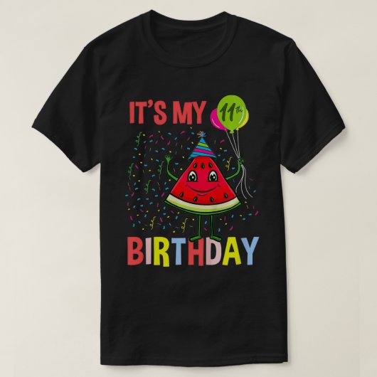Kinder is mijn elfde verjaardag Watermeloen T-shirt (Design voorkant)