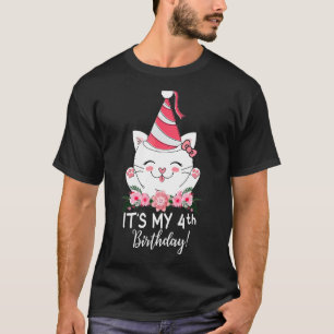 Kinder its mijn 4e verjaardag kitty kat 4 jaar oud t-shirt