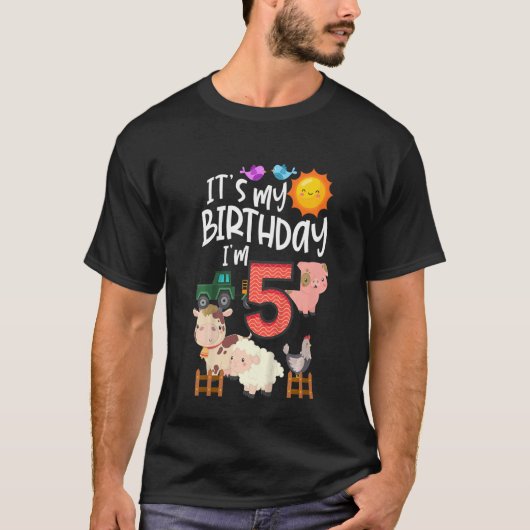 Kinder ITS Mijn Verjaardag IM 5 jaar oude boerderi T-shirt (Voorkant)