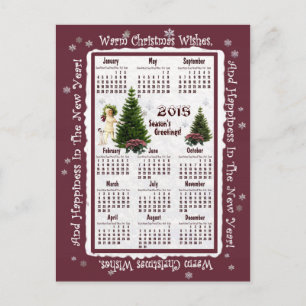 Kinder & Jack Russell Roze Poinsettia Kalender 201 Feestdagenkaart