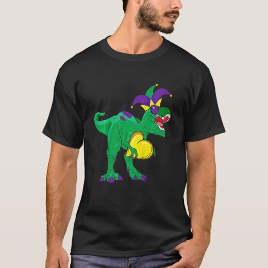 Kinder Jester Dinosaur Mardi Gras Rex Carnival Mas T-shirt (Voorkant)