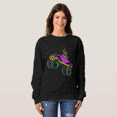 Kinder Jester Riding Monster Truck Mardi Gras Cool Trui (Voorkant volledig)