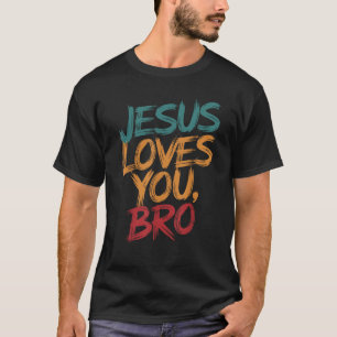 Kinder Jesus Loves You Bro Funny Christelijk Boys  T-shirt