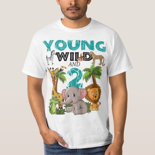 Kinder jong wild en 2 - 2e verjaardag Safari Zoo A T-shirt (Voorkant)