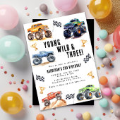Kinder jonge wilde en drie monstertrucks kaart