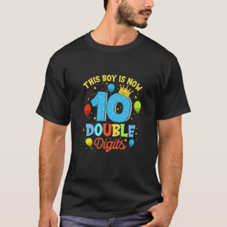 Kinder jongen 10 jaar oud dubbel cijfer 10e verjaa t-shirt