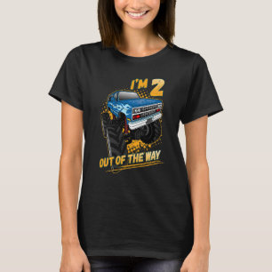 Kinder jongen 2 jaar oud monster truck 2e verjaard t-shirt