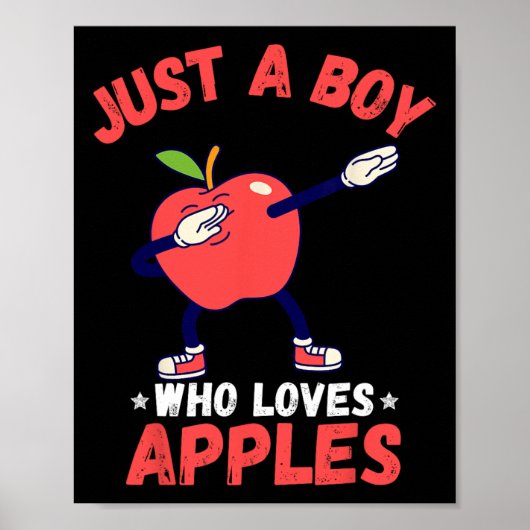 Kinder jongen die van appels houdt, geeft grappige poster (Voorkant)