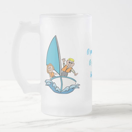 Kinder jongen en meisje in zeilboot Frosted Mok (Links)