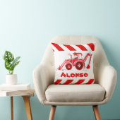 Kinder jongen graver rood en wit naam kussen (Stoel)