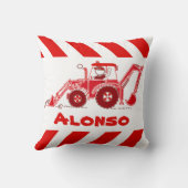 Kinder jongen graver rood en wit naam kussen (Achterkant)