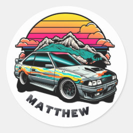 Kinder jongen raciseert extreem avontuur. Japanse  Ronde Sticker