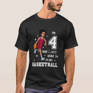 Kinder jongen speelt basketbal ik ben 4 t-shirt
