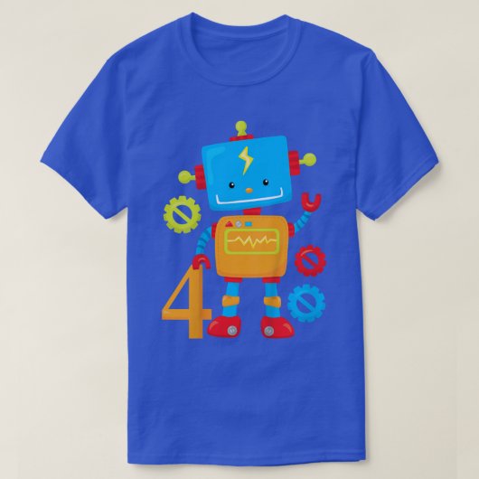 Kinder jongens 4e verjaardag Gift Cute Robot T-shirt (Design voorkant)
