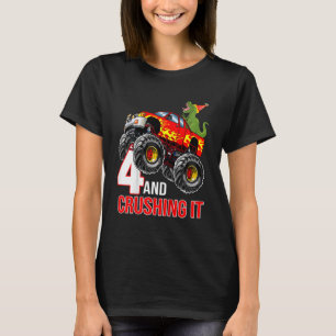 Kinder jongens 4e verjaardag Monster Truck Birthda T-shirt