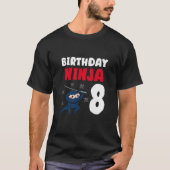Kinder jongens 8. Geboortedag 8 jaar oud Ninja 8th T-shirt (Voorkant)