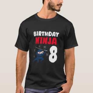 Kinder jongens 8. Geboortedag 8 jaar oud Ninja 8th T-shirt