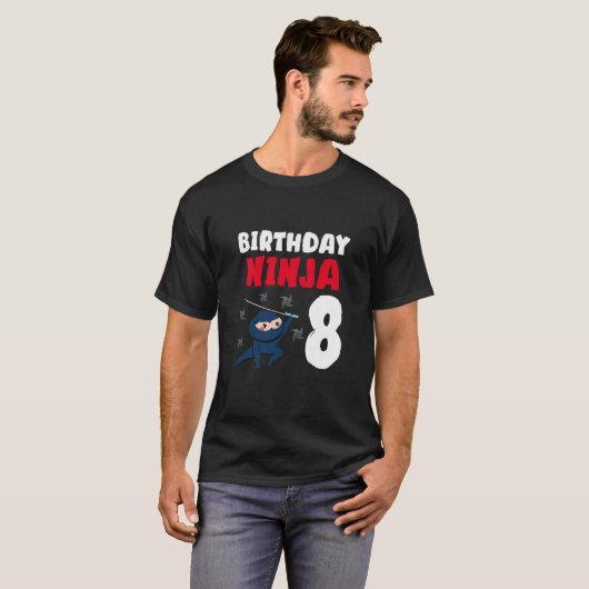 Kinder jongens 8. Geboortedag 8 jaar oud Ninja 8th T-shirt (Voorkant volledig)