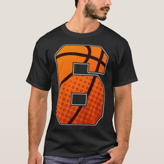 Kinder jongens Basketbal Verjaardag Shirt 6 voor z (Voorkant)