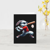 Kinder jongens blij paashaas spelen honkbal oost kaart (Gele Bloem)