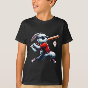 Kinder jongens blij paashaas spelen honkbal oost t-shirt
