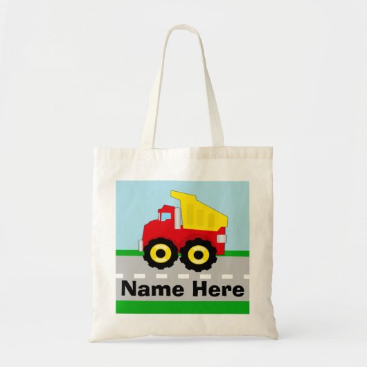 Kinder Jongens Bouw Dumptruck Gepersonaliseerd Tote Bag (Voorkant)