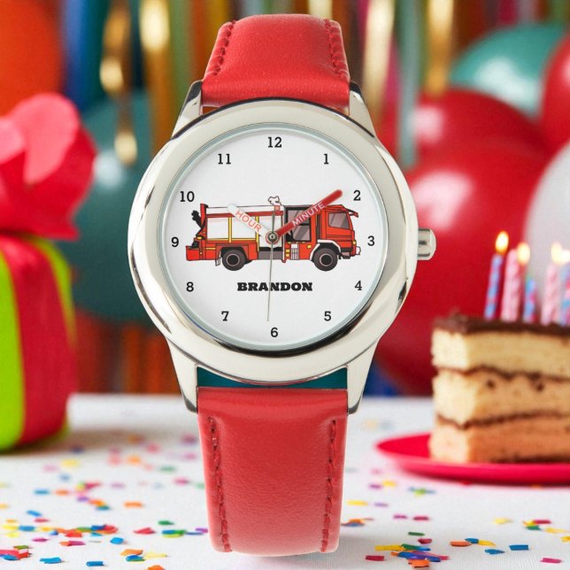 Kinder jongens brandweerauto naam horloge (Creator heeft geüpload)