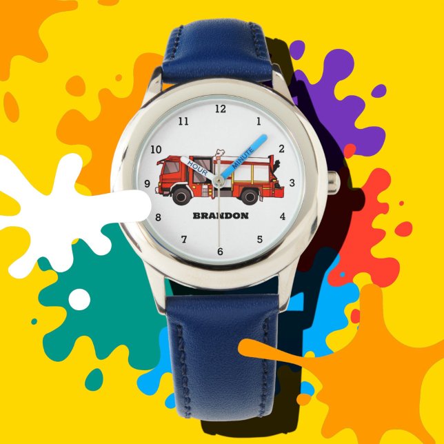 Kinder jongens brandweerauto naam horloge (Creator heeft geüpload)