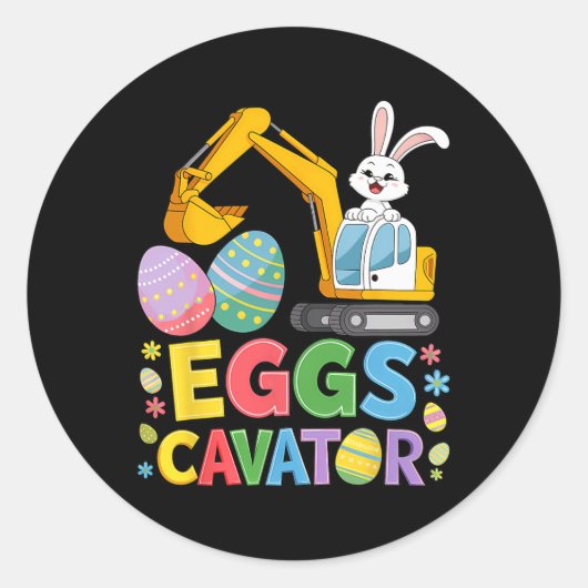 Kinder Jongens Eggscavator Easter Egg Hunt Constru Ronde Sticker (Voorkant)