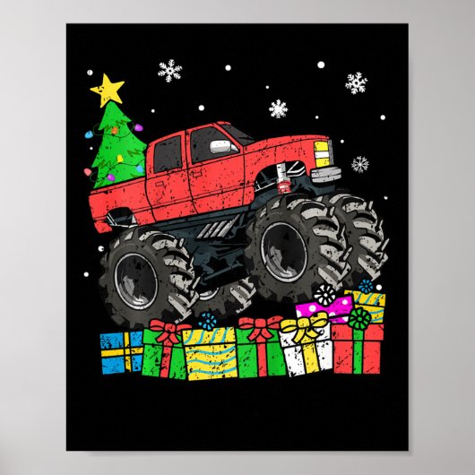 Kinder Jongens Kerst Monster Truck Kinder Merry Ch Poster (Voorkant)