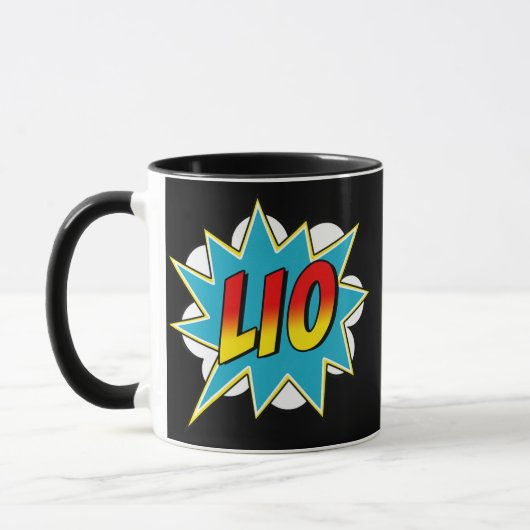 Kinder jongens Lio Name Comic Book Superheld Mok (Links)