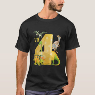 Kinder jongens meisjes Dinosaur Vierde verjaardag T-shirt